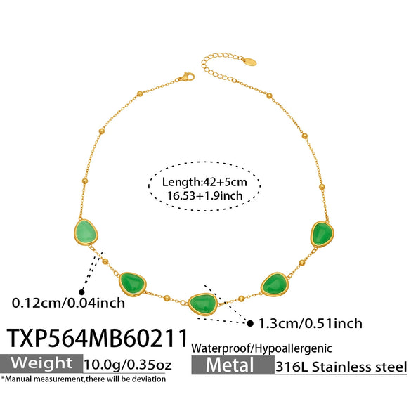 Wholesale Women's Light Luxury Style Faceted Teardropshaped Cat's Eye Stone Accessories Set With Stainless Steel Chain And Electroplating