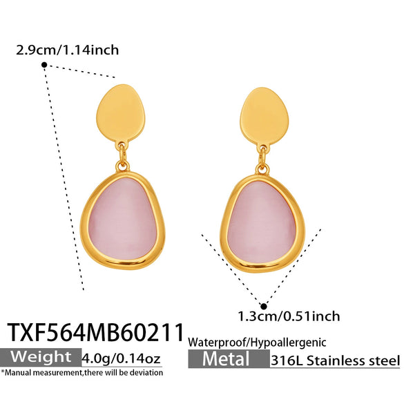 Wholesale Women's Light Luxury Style Faceted Teardropshaped Cat's Eye Stone Accessories Set With Stainless Steel Chain And Electroplating