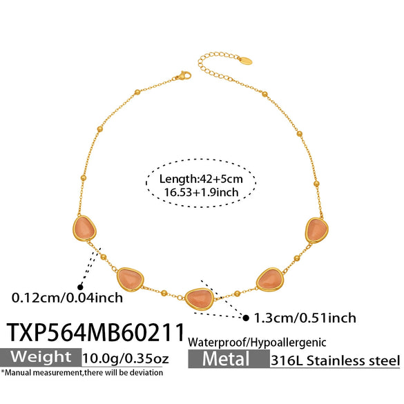 Wholesale Women's Light Luxury Style Faceted Teardropshaped Cat's Eye Stone Accessories Set With Stainless Steel Chain And Electroplating