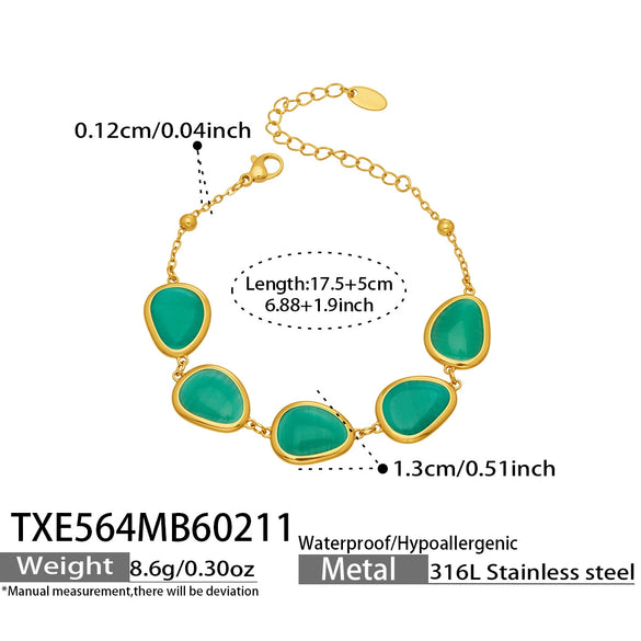 Wholesale Women's Light Luxury Style Faceted Teardropshaped Cat's Eye Stone Accessories Set With Stainless Steel Chain And Electroplating