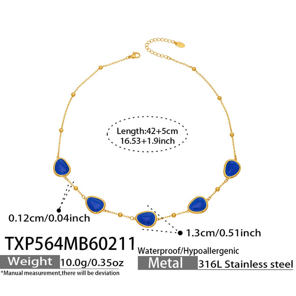Wholesale Women's Light Luxury Style Faceted Teardropshaped Cat's Eye Stone Accessories Set With Stainless Steel Chain And Electroplating
