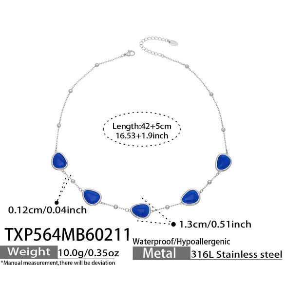 Wholesale Women's Light Luxury Style Faceted Teardropshaped Cat's Eye Stone Accessories Set With Stainless Steel Chain And Electroplating