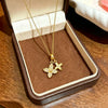 Wholesale Women's Light Luxury Style Flower Print Fourleaf Clover Pendant Titanium Steel Necklace With Zirconia Inlaid Copper Pendant And Oshaped Chain