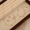 Wholesale Women's Light Luxury Style Flower Shape Real Gold Plated Stainless Steel Necklace Set