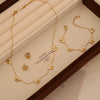 Wholesale Women's Light Luxury Style Flower Shape Real Gold Plated Stainless Steel Necklace Set