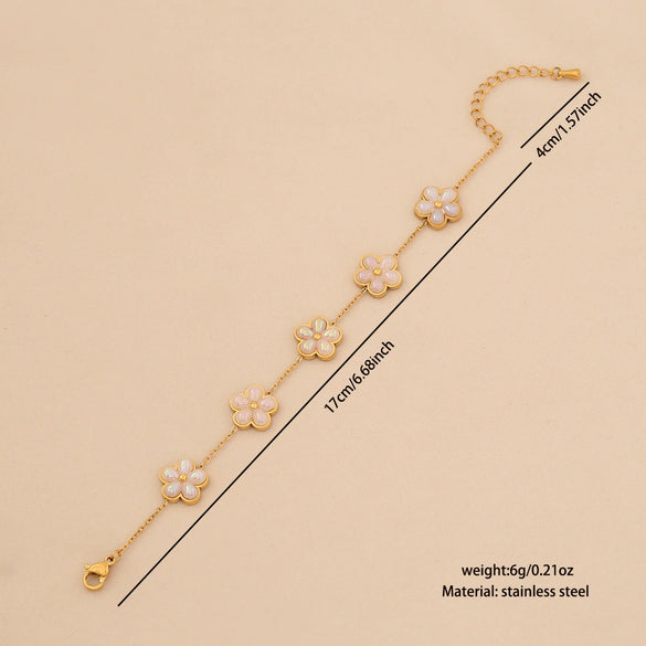 Wholesale Women's Light Luxury Style Flower Shape Real Gold Plated Stainless Steel Necklace Set