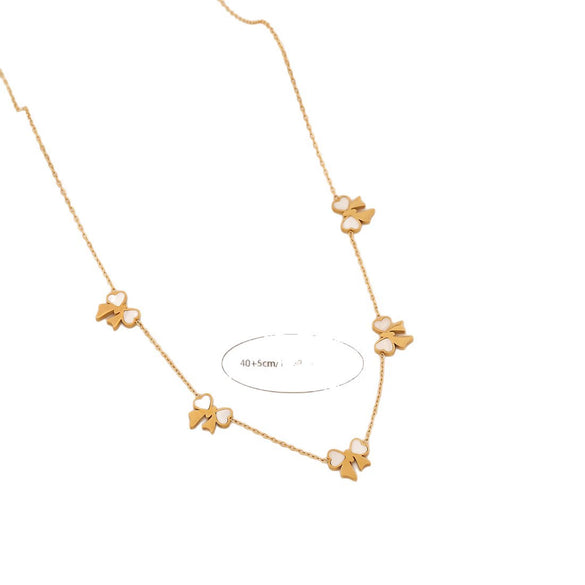 Wholesale Women's Light Luxury Style Flower Shape Real Gold Plated Stainless Steel Necklace Set
