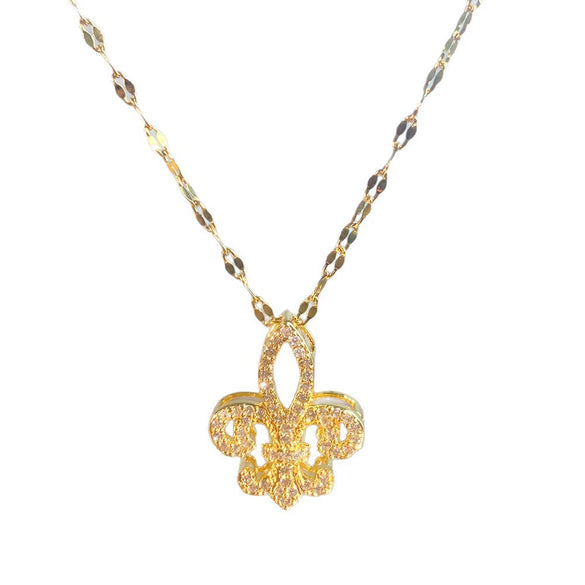 Wholesale Women's Light Luxury Style Flower Shape Titanium Steel Necklace With Zircon Inlay