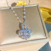 Wholesale Women's Light Luxury Style Flower Shape Titanium Steel Necklace With Zircon Inlay