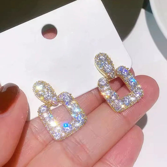 Wholesale Women's Light Luxury Style Geometric And Drop Shape Copper Earrings