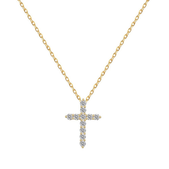 Wholesale Women's Light Luxury Style Geometric Cross S925 Sterling Silver Necklace With Electroplating
