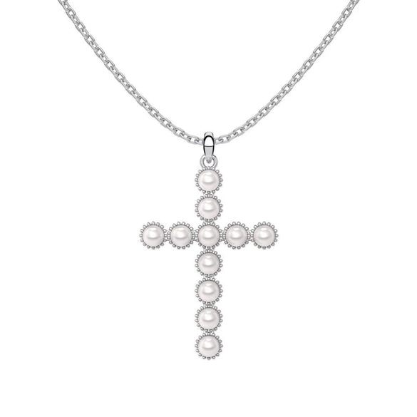 Wholesale Women's Light Luxury Style Geometric Cross S925 Sterling Silver Necklace With Electroplating