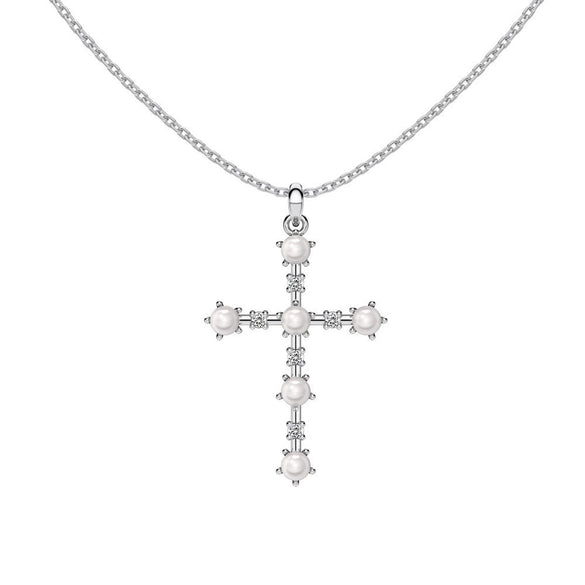 Wholesale Women's Light Luxury Style Geometric Cross S925 Sterling Silver Necklace With Electroplating