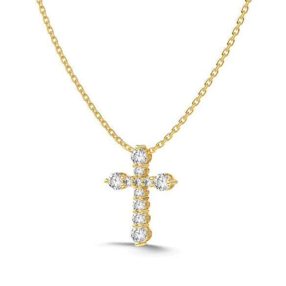 Wholesale Women's Light Luxury Style Geometric Cross S925 Sterling Silver Necklace With Electroplating