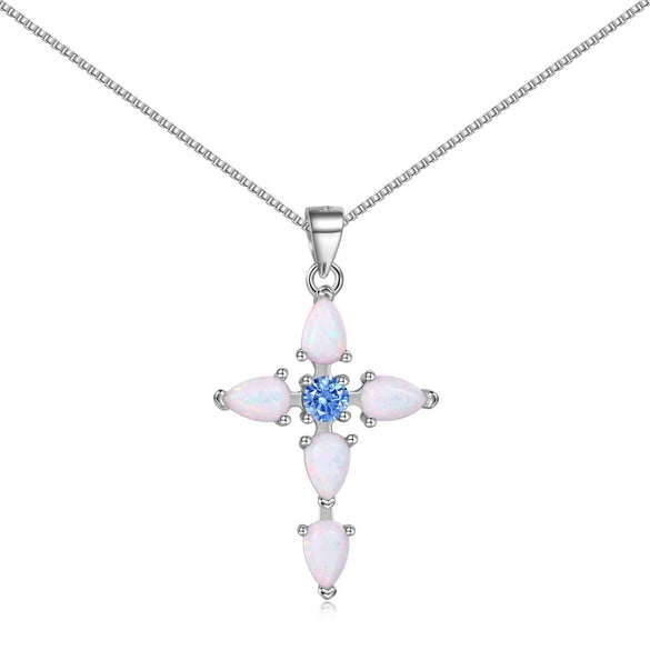 Wholesale Women's Light Luxury Style Geometric Cross S925 Sterling Silver Necklace With Electroplating