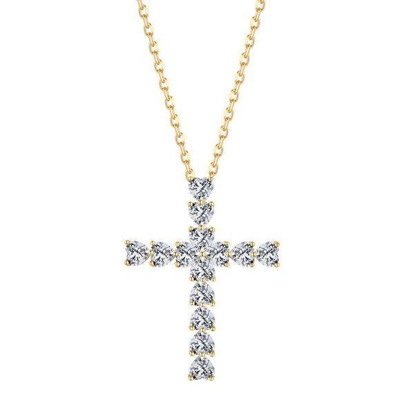 Wholesale Women's Light Luxury Style Geometric Cross S925 Sterling Silver Necklace With Electroplating