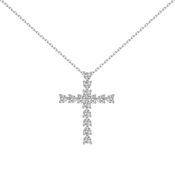 Wholesale Women's Light Luxury Style Geometric Cross S925 Sterling Silver Necklace With Electroplating