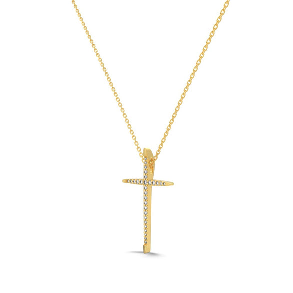Wholesale Women's Light Luxury Style Geometric Cross S925 Sterling Silver Necklace With Electroplating