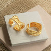 Wholesale Women's Light Luxury Style Geometric Stainless Steel Electroplated Embossed Irregular Pleated Open Ring