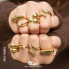 Wholesale Women's Light Luxury Style Geometric Stainless Steel 18K Gold Plated Index Finger Ring Set