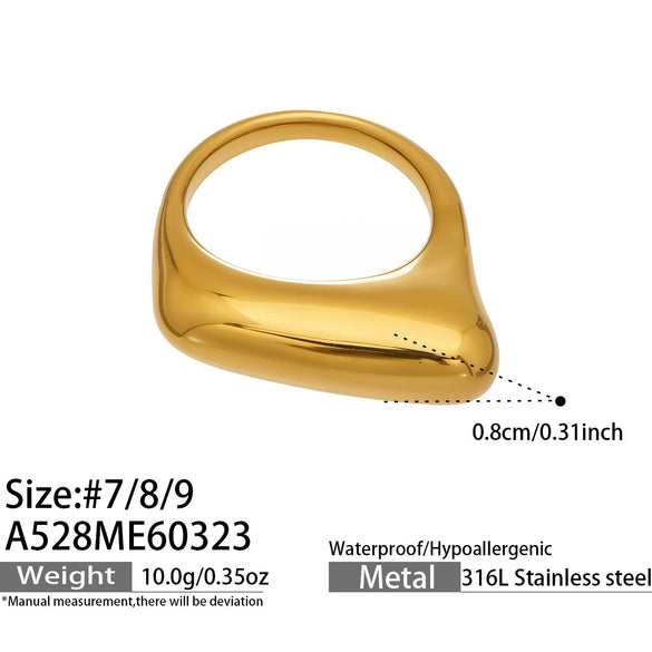 Wholesale Women's Light Luxury Style Geometric Stainless Steel 18K Gold Plated Index Finger Ring Set