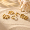 Wholesale Women's Light Luxury Style Geometric Stainless Steel 18K Gold Plated Index Finger Ring Set