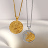 Wholesale Women's Light Luxury Style Geometric Stainless Steel Vacuum Plated In Furnace Coin Sun Side Chain Necklace