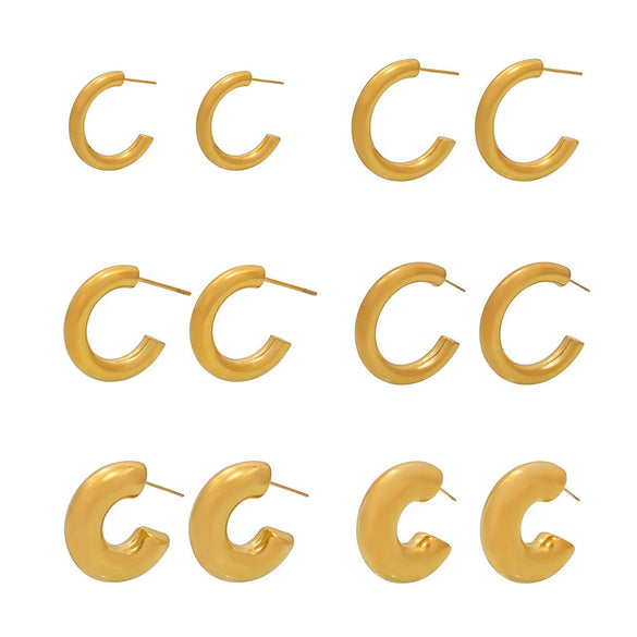 Wholesale Women's Light Luxury Style Geometric Ushaped Cshaped Stainless Steel Electroplated Earrings