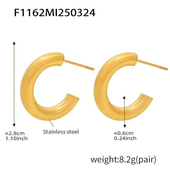 Wholesale Women's Light Luxury Style Geometric Ushaped Cshaped Stainless Steel Electroplated Earrings