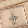 Wholesale Women's Light Luxury Style Gold Plated Copper Zircon Inlaid Cross Pendant Necklace With O Word Chain