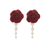 Wholesale Women's Light Luxury Style Hand Knitted Imitation Pearl Flower Earrings