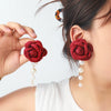 Wholesale Women's Light Luxury Style Hand Knitted Imitation Pearl Flower Earrings