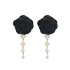 Wholesale Women's Light Luxury Style Hand Knitted Imitation Pearl Flower Earrings