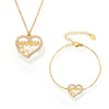 Wholesale Women's Light Luxury Style Heart Water Drop Bell Pattern Titanium Steel Zircon 18K Gold Pvd Plated Necklace Bracelet Set
