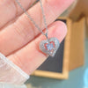 Wholesale Women's Light Luxury Style Heartshaped Titanium Steel Necklace With Copper Zircon Inlaid Pendant And Oshaped Chain