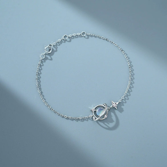 Wholesale Women's Light Luxury Style Inlaid Zircon Planet Trajectory Silver Necklace With Cross Chain