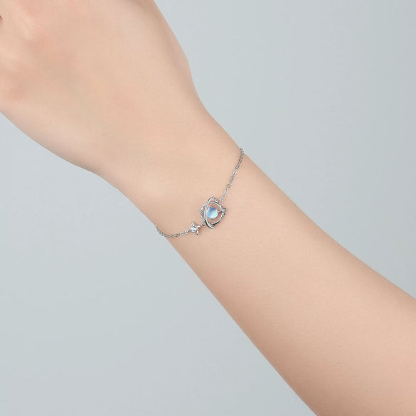 Wholesale Women's Light Luxury Style Inlaid Zircon Planet Trajectory Silver Necklace With Cross Chain