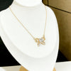 Wholesale Women's Light Luxury Style Irregular Love Heart Bow Titanium Steel Necklace With Zircon Inlaid Pendant And Oshaped Chain