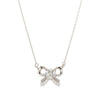 Wholesale Women's Light Luxury Style Irregular Love Heart Bow Titanium Steel Necklace With Zircon Inlaid Pendant And Oshaped Chain