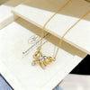 Wholesale Women's Light Luxury Style Irregular Love Heart Bow Titanium Steel Necklace With Zircon Inlaid Pendant And Oshaped Chain