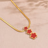 Wholesale Women's Light Luxury Style 18K Gold Electroplated Stainless Steel And Titanium Steel Flower Pendant Snake Bone Necklace