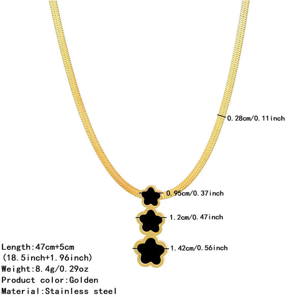 Wholesale Women's Light Luxury Style 18K Gold Electroplated Stainless Steel And Titanium Steel Flower Pendant Snake Bone Necklace