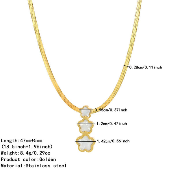 Wholesale Women's Light Luxury Style 18K Gold Electroplated Stainless Steel And Titanium Steel Flower Pendant Snake Bone Necklace
