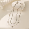 Wholesale Women's Light Luxury Style 18K Gold Plated Heart And Drop Shape Titanium Steel Snake Bone Chain Doublelayer Necklace