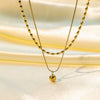Wholesale Women's Light Luxury Style 18K Gold Plated Heart And Drop Shape Titanium Steel Snake Bone Chain Doublelayer Necklace