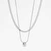 Wholesale Women's Light Luxury Style 18K Gold Plated Heart And Drop Shape Titanium Steel Snake Bone Chain Doublelayer Necklace