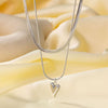 Wholesale Women's Light Luxury Style 18K Gold Plated Heart And Drop Shape Titanium Steel Snake Bone Chain Doublelayer Necklace