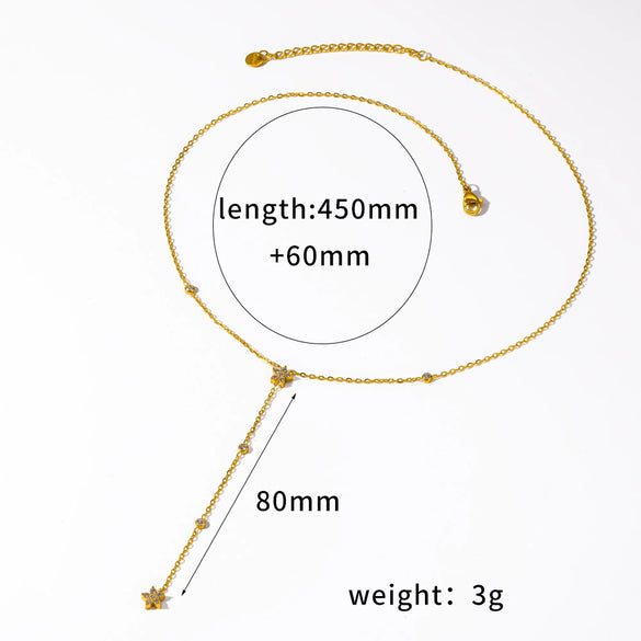 Wholesale Women's Light Luxury Style 18K Gold Plated Stainless Steel Oshaped Chain Jewelry Set With Flower Pendant