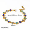 Wholesale Women's Light Luxury Style Real Gold Plated Stainless Steel Flower Pattern Bracelet With Diamond Inlay