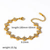 Wholesale Women's Light Luxury Style Real Gold Plated Stainless Steel Flower Pattern Bracelet With Diamond Inlay